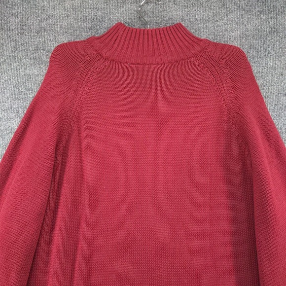 Phys. Sci. Men's Cable Knit Pullover Sweater Red XL Mock Neck Cotton - Picture 6 of 11